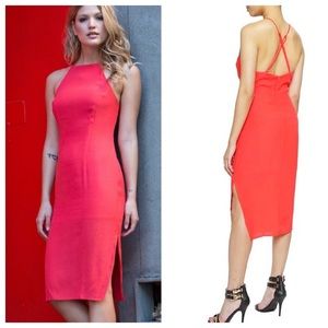 Yumi Kim Afternoon Tea Dress midi slit thigh red